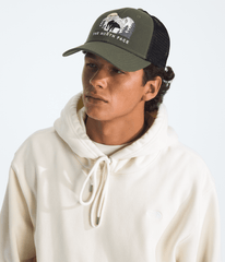 Embroidered Mudder Trucker Hat New Taupe Green/Bear Graphic