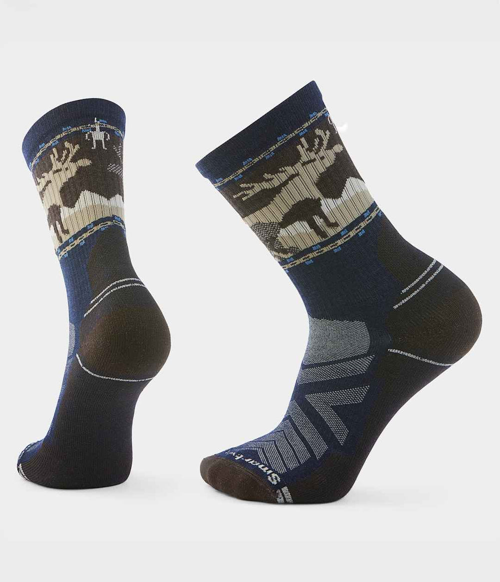 TNF X Smartwool HiKE Light Cushion Mountain Moose Crew Socks Deep Navy