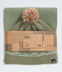 Cabin Ski Tuke And Scarf Set Bark Mist/Burnt Umber/White Dune/Pom