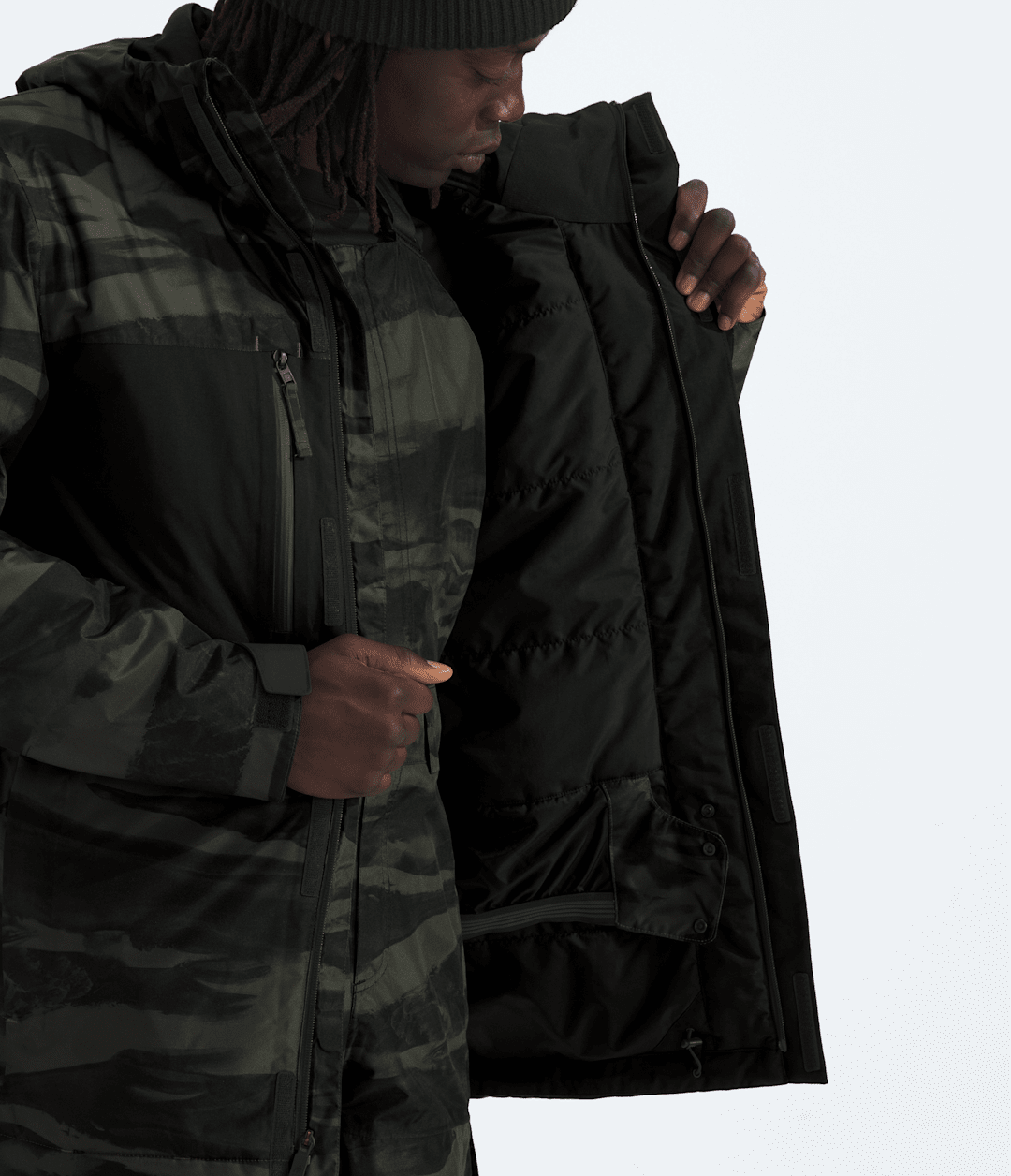 Men’s Freedom Insulated Jacket—Print New Taupe Green Edge Of Light Print/TNF Black