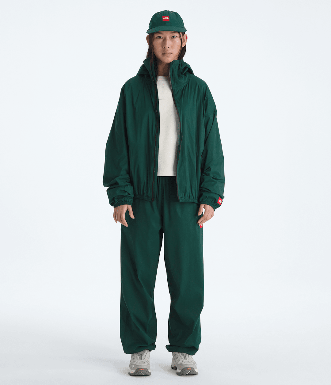 Men’s TNF™ Red Box Packable Hooded Wind Jacket Hunter Green