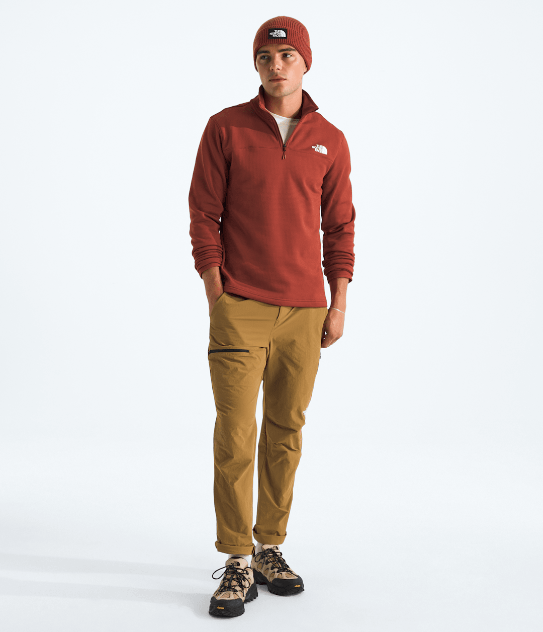 Men’s Cedar Trail Grid Fleece ¼-Zip Iron Clay