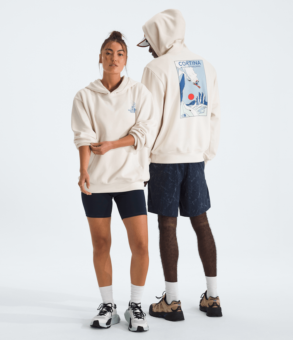 Unisex Mountain Celebration Relaxed Hoodie—Graphic White Dune