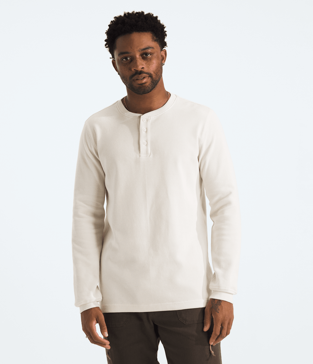 Men’s Waffle Long-Sleeve Henley White Dune