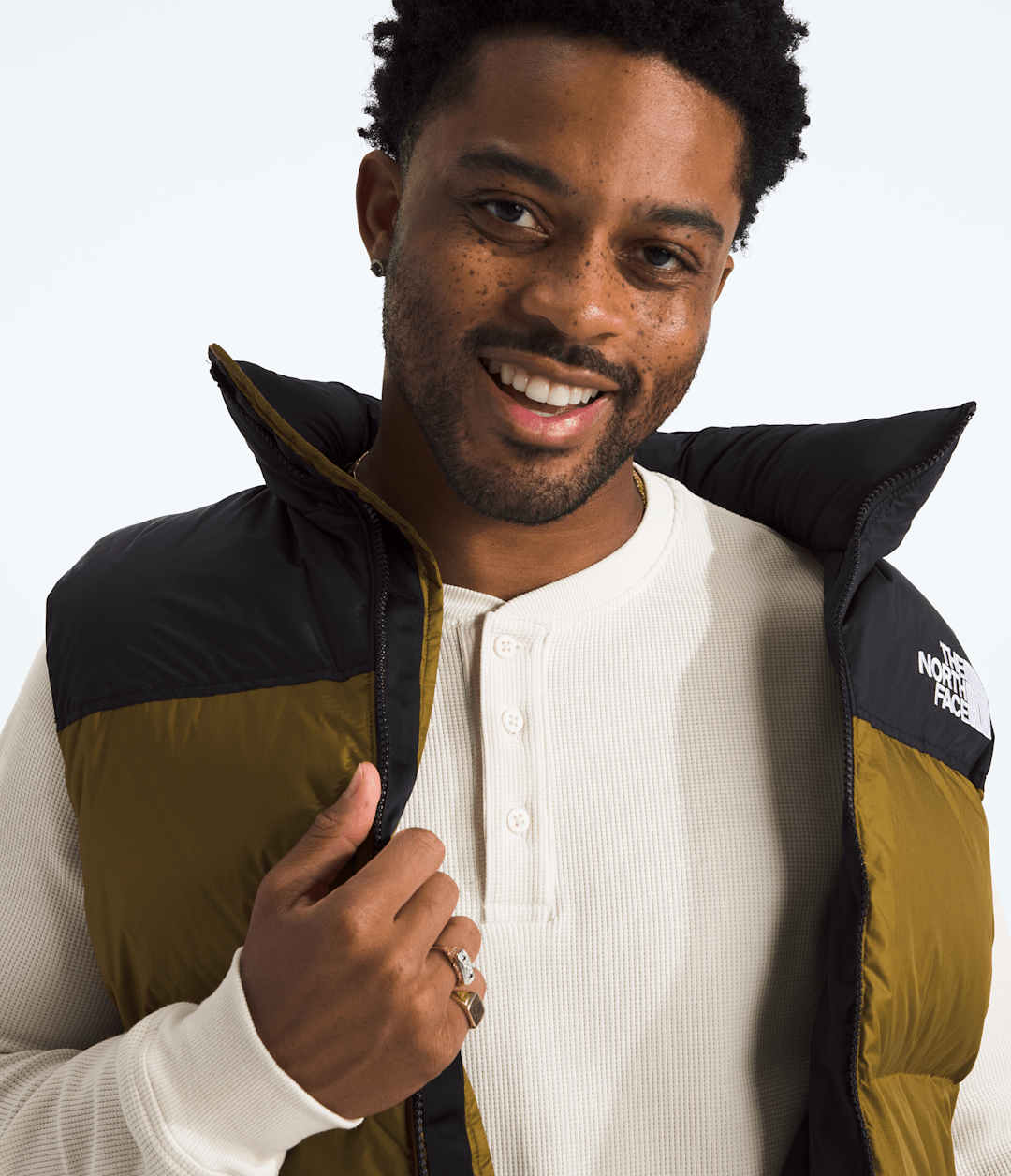 Men’s Waffle Long-Sleeve Henley White Dune