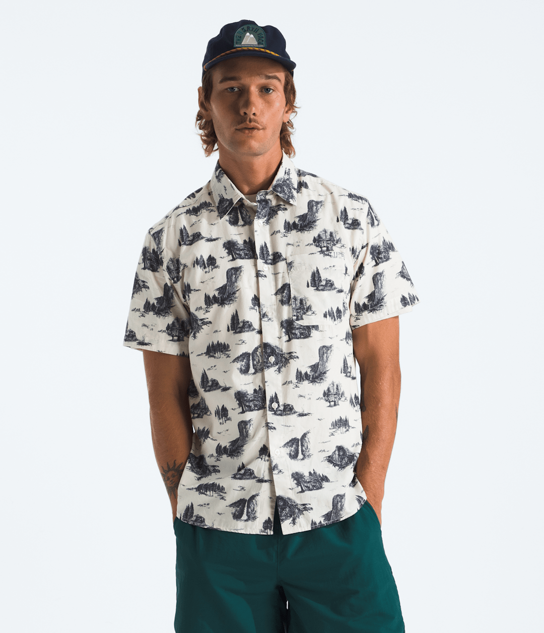 Men’s Short-Sleeve Baytrail Pattern Shirt White Dune Yosemite Toile Print