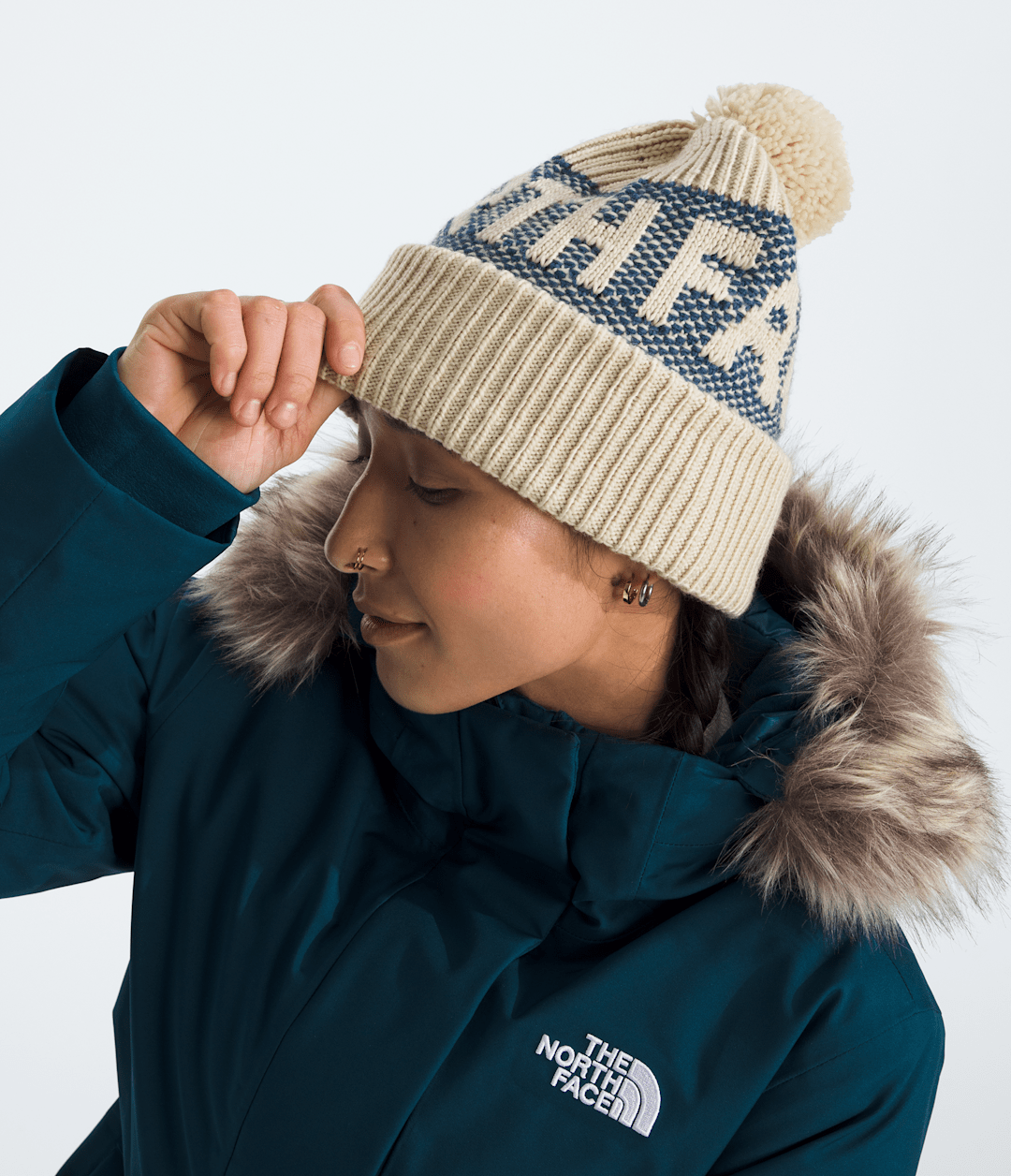 Retro Cabin Beanie Gravel/Shady Blue