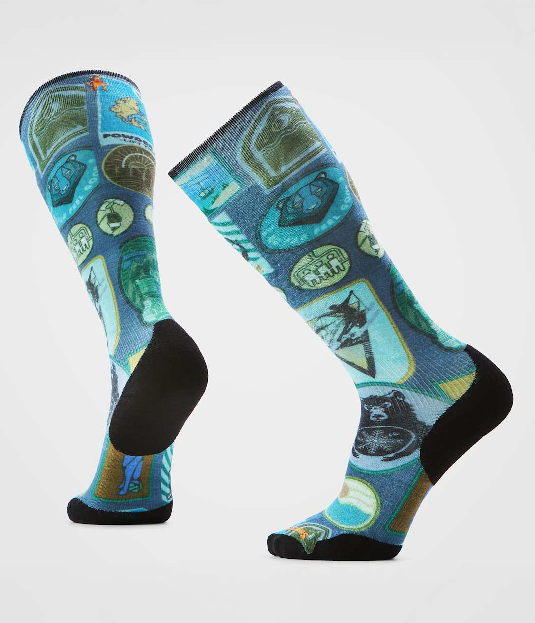 TNF X Smartwool Ski Targeted Cushion Explorer Print OTC Socks Deep Navy