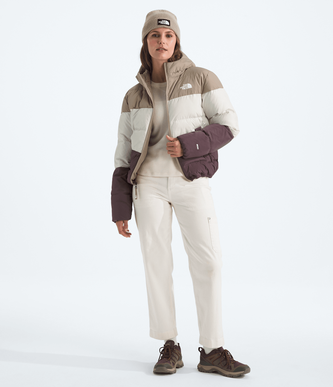 Women’s Frost Fall Hooded Jacket Mushroom Grey/White Dune