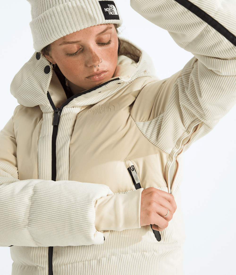 Women’s Cold Spell Corduroy Cropped Down Jacket Gravel/White Dune