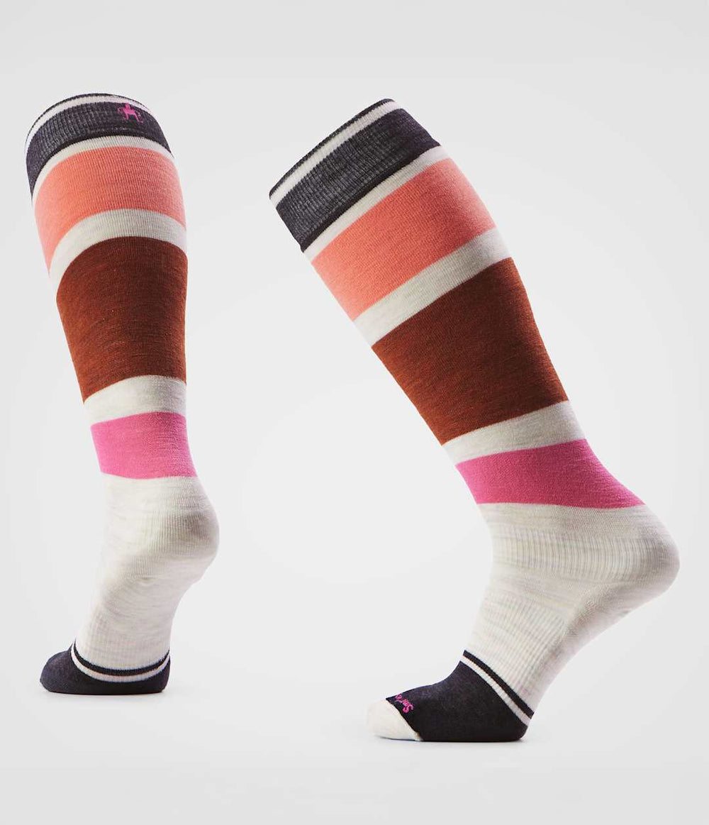 TNF X Smartwool Women's Snowboard Targeted Cushion OTC Socks Shady Blue Black Ripstop - Papaya Orange