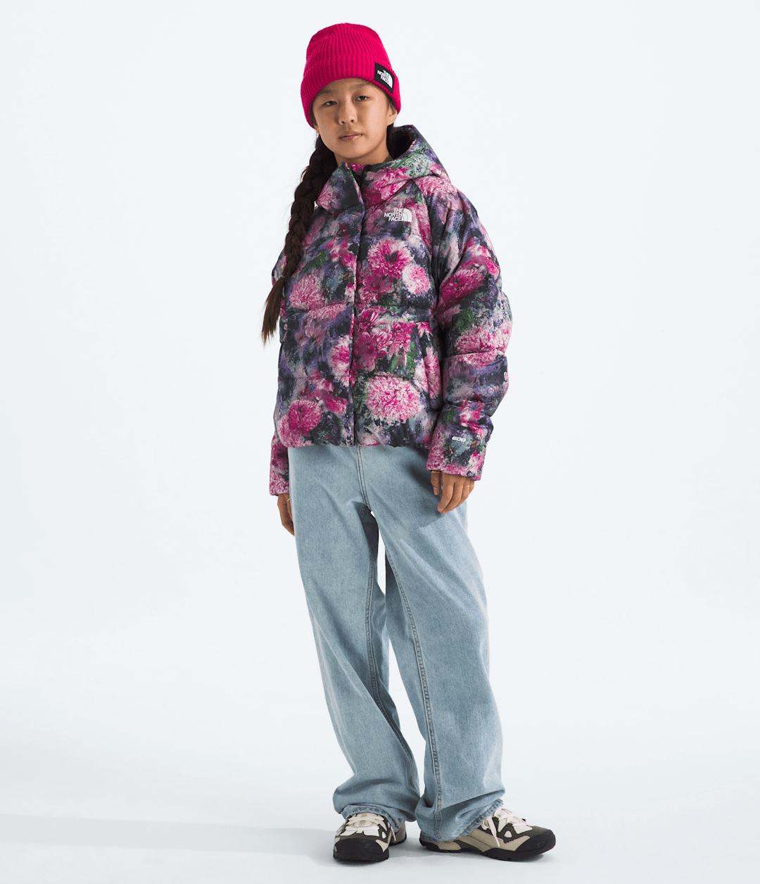 Girls’ North Down Hooded Jacket—Print Pale Blossom Frozen Floral Print