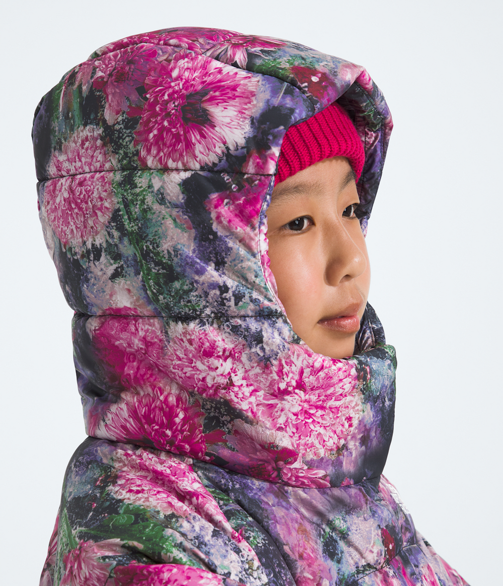 Girls’ North Down Hooded Jacket—Print Pale Blossom Frozen Floral Print