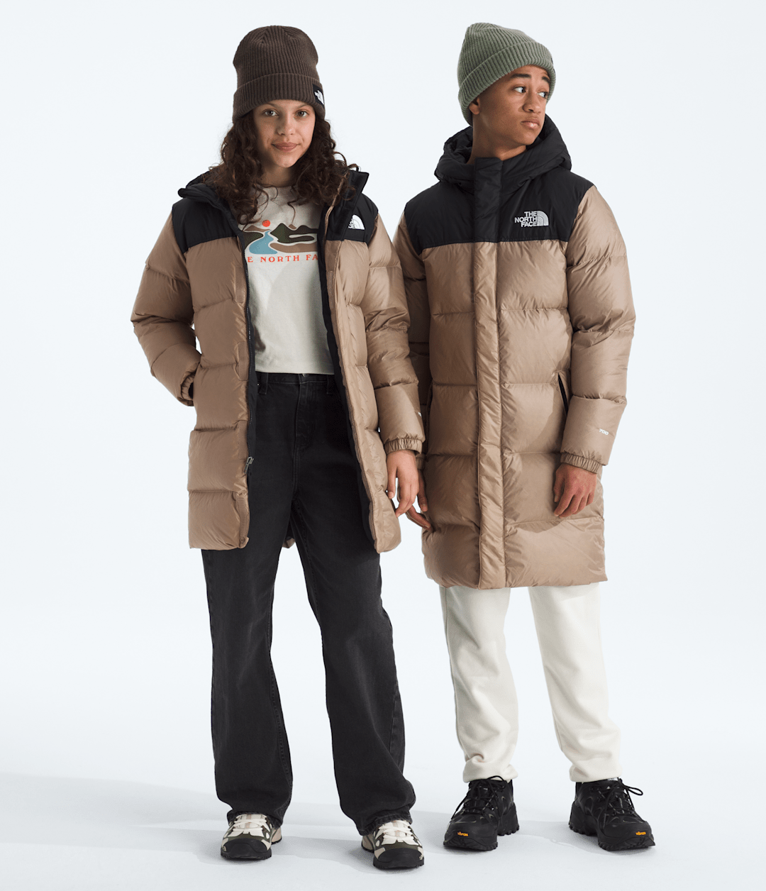 Boys’ & Girls’ Nuptse Long Parka Mushroom Grey