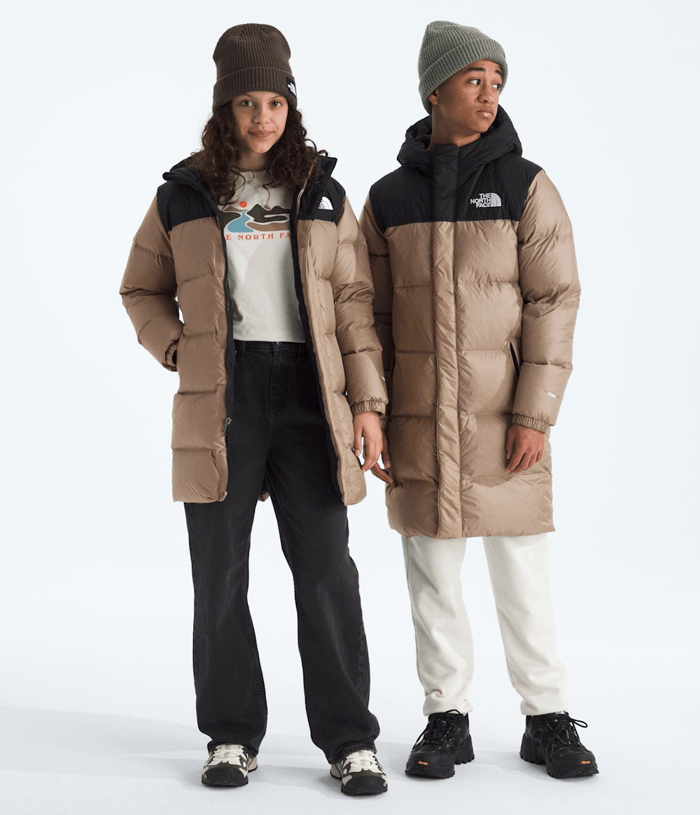 Boys’ & Girls’ Nuptse Long Parka Mushroom Grey