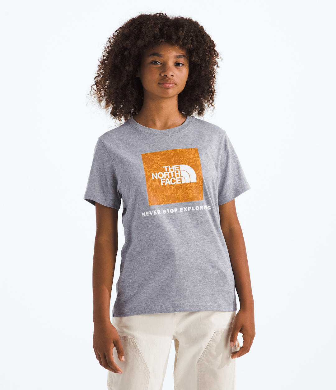 Boys’ & Girls’ Box NSE Novelty Short-Sleeve Tee—Graphic 2 TNF Pale Grey Heather/Summit Gold Regenerative Ink Print