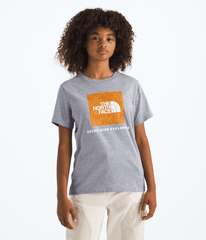 Boys’ & Girls’ Box NSE Novelty Short-Sleeve Tee—Graphic 2 TNF Pale Grey Heather/Summit Gold Regenerative Ink Print