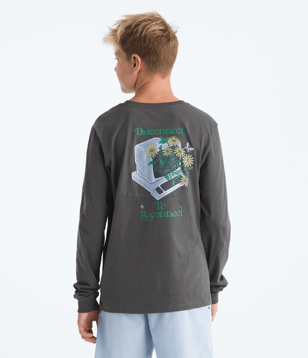 Boys’ & Girls’ Evolution Disconnect Long-Sleeve Tee—Graphic Anthracite Grey