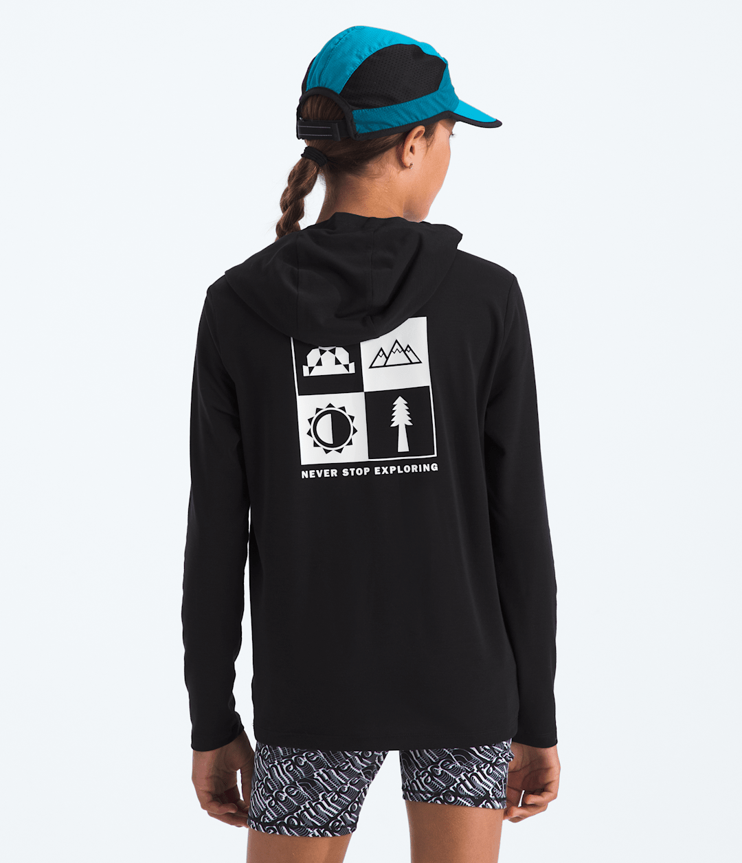 Boys’ & Girls’ Adventure Long-Sleeve Hoodie—Graphic TNF Black