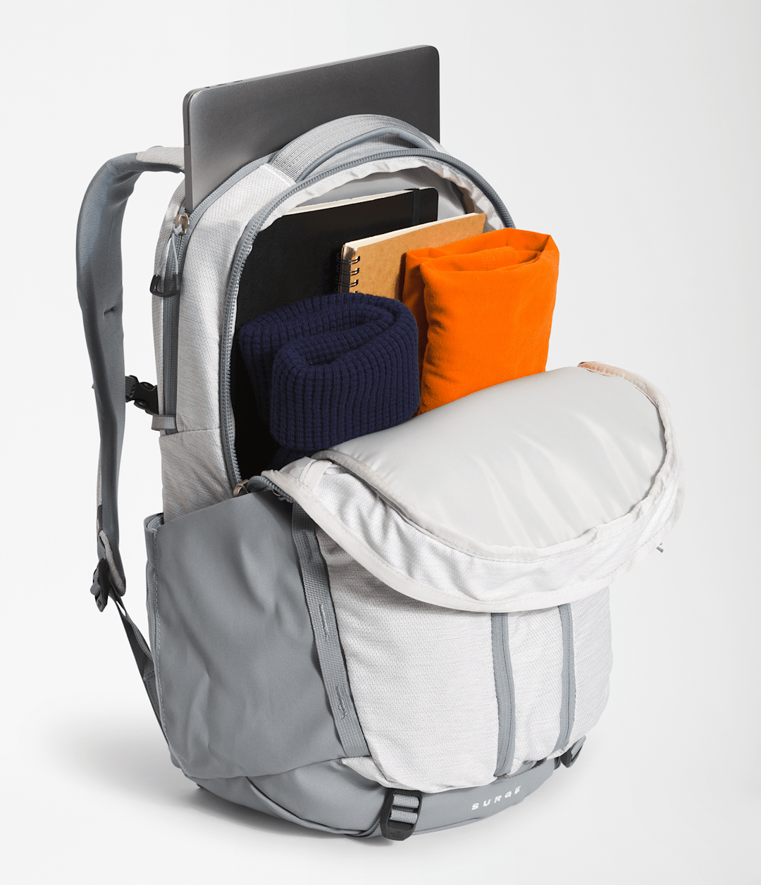 Women’s Surge Backpack TNF White Metallic Melange/Mid Grey