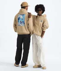 Unisex Mountain Celebration Relaxed Hoodie—Graphic Khaki Stone