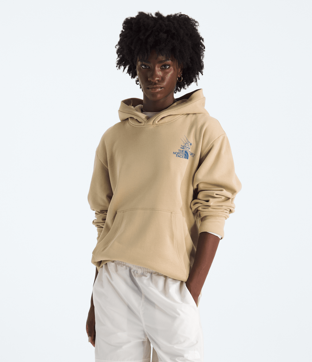 Unisex Mountain Celebration Relaxed Hoodie—Graphic Khaki Stone