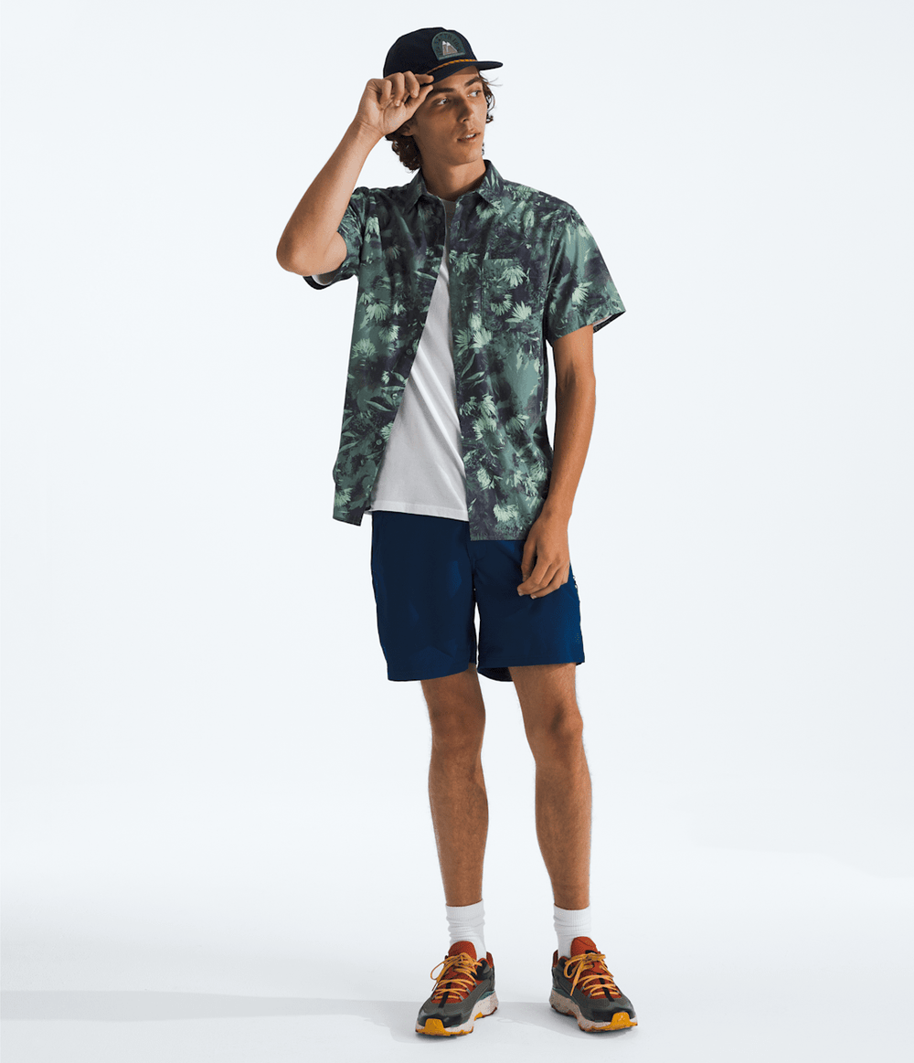 Men’s Short-Sleeve Baytrail Pattern Shirt Duck Green Prairie Flowers Print