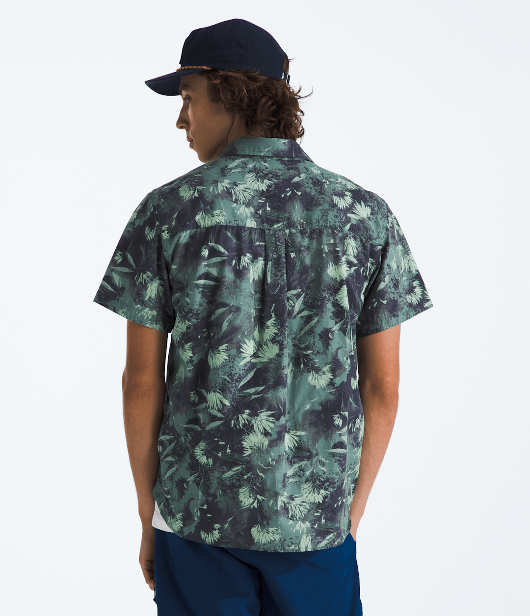 Men’s Short-Sleeve Baytrail Pattern Shirt Duck Green Prairie Flowers Print