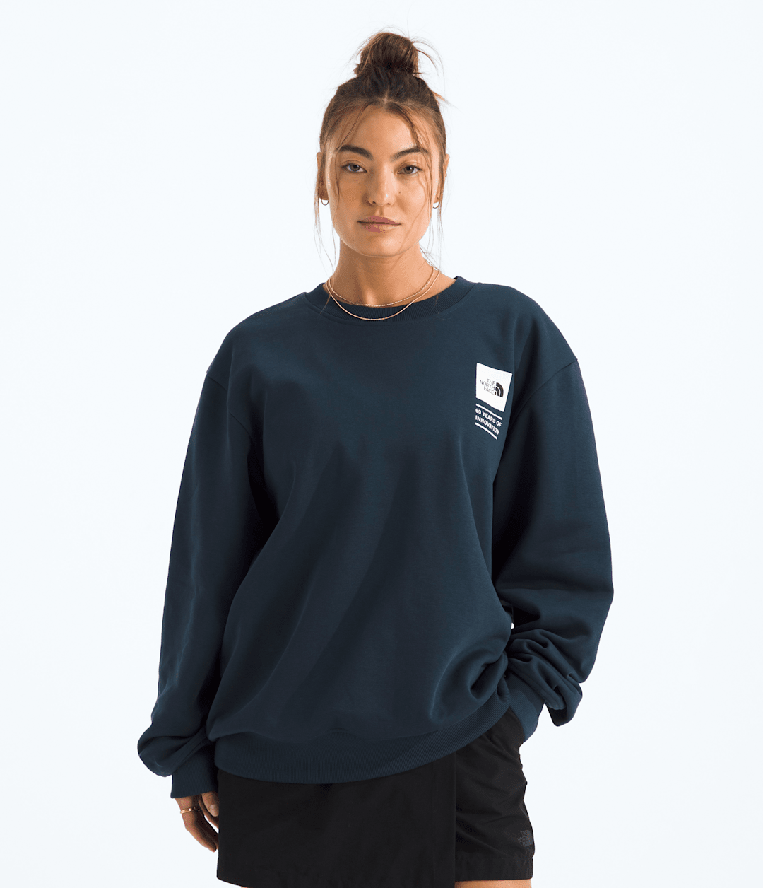 Unisex TNF™ Celebration Relaxed Crew—Graphic Summit Navy