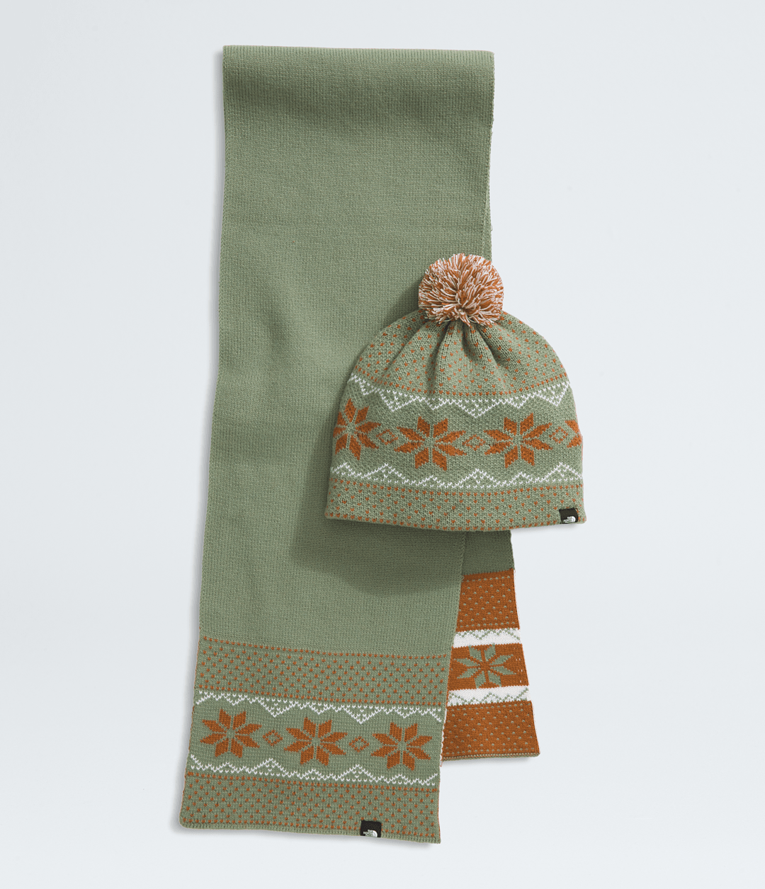 Cabin Ski Tuke And Scarf Set Bark Mist/Burnt Umber/White Dune/Pom