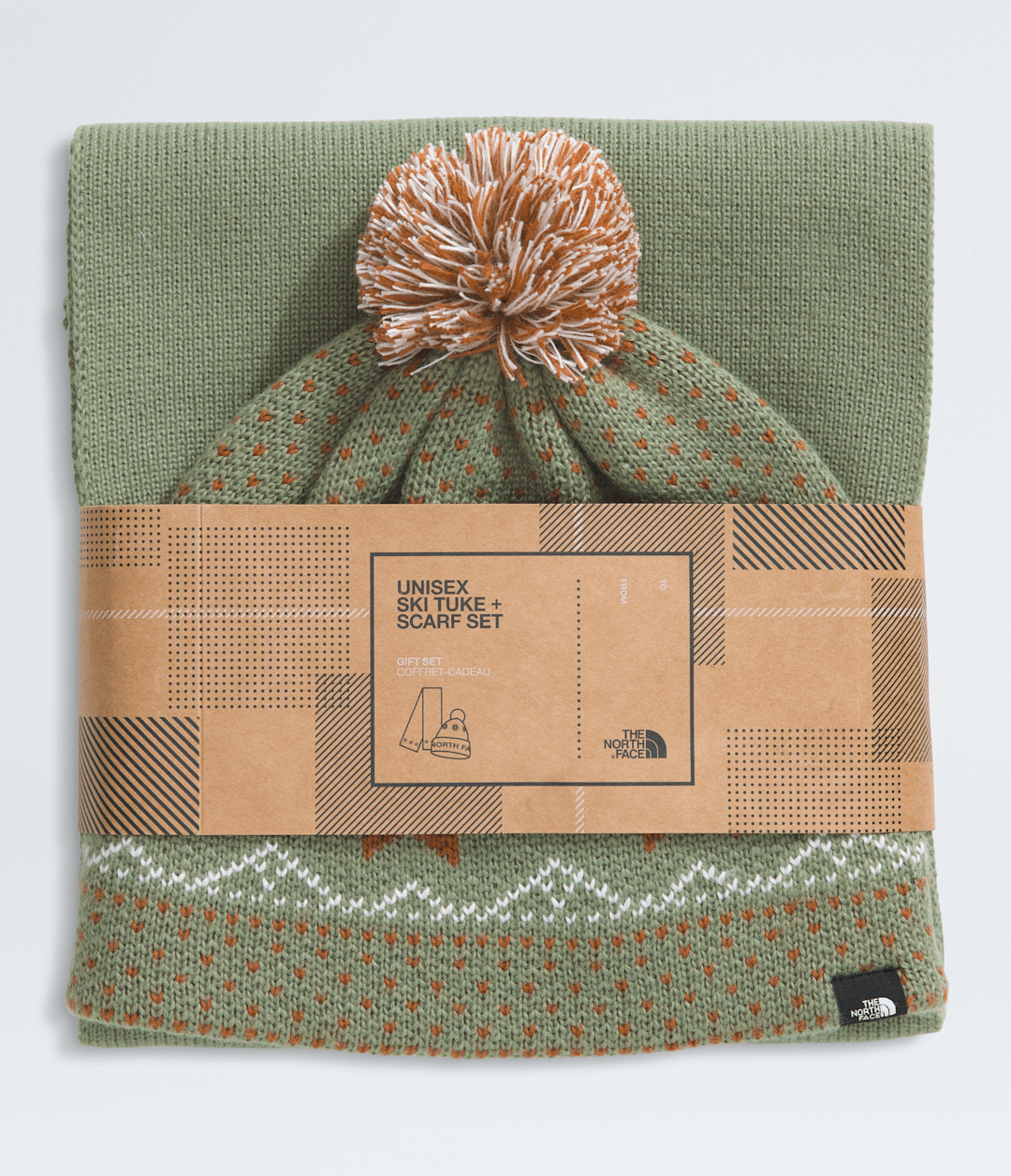 Cabin Ski Tuke And Scarf Set Bark Mist/Burnt Umber/White Dune/Pom