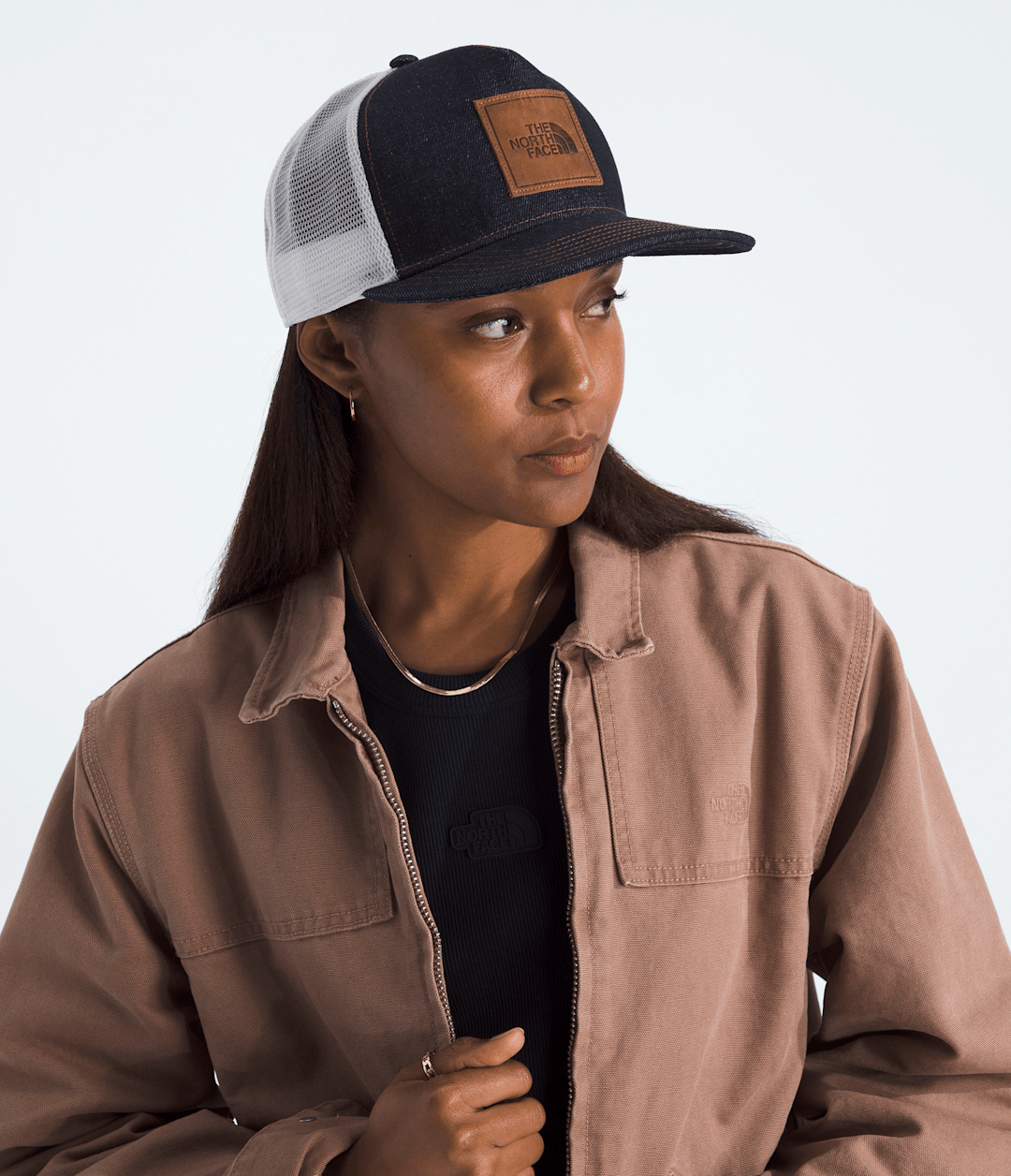 Half Dome Trucker Hat Denim/Leather Patch