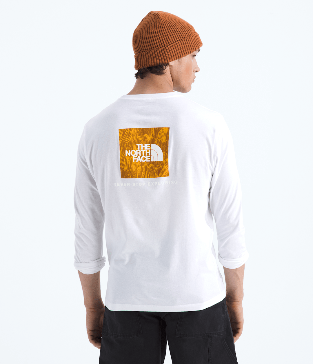 Men’s Evolution Regenerative Ink Box NSE Long-Sleeve Tee—Graphic White Dune/Summit Gold Regenerative Ink Print