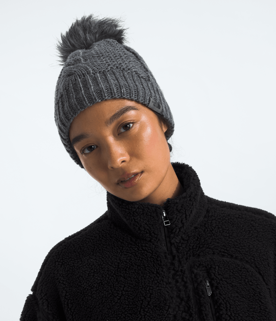 Women’s Oh Mega Fur Pom Lined Beanie TNF Medium Grey Heather