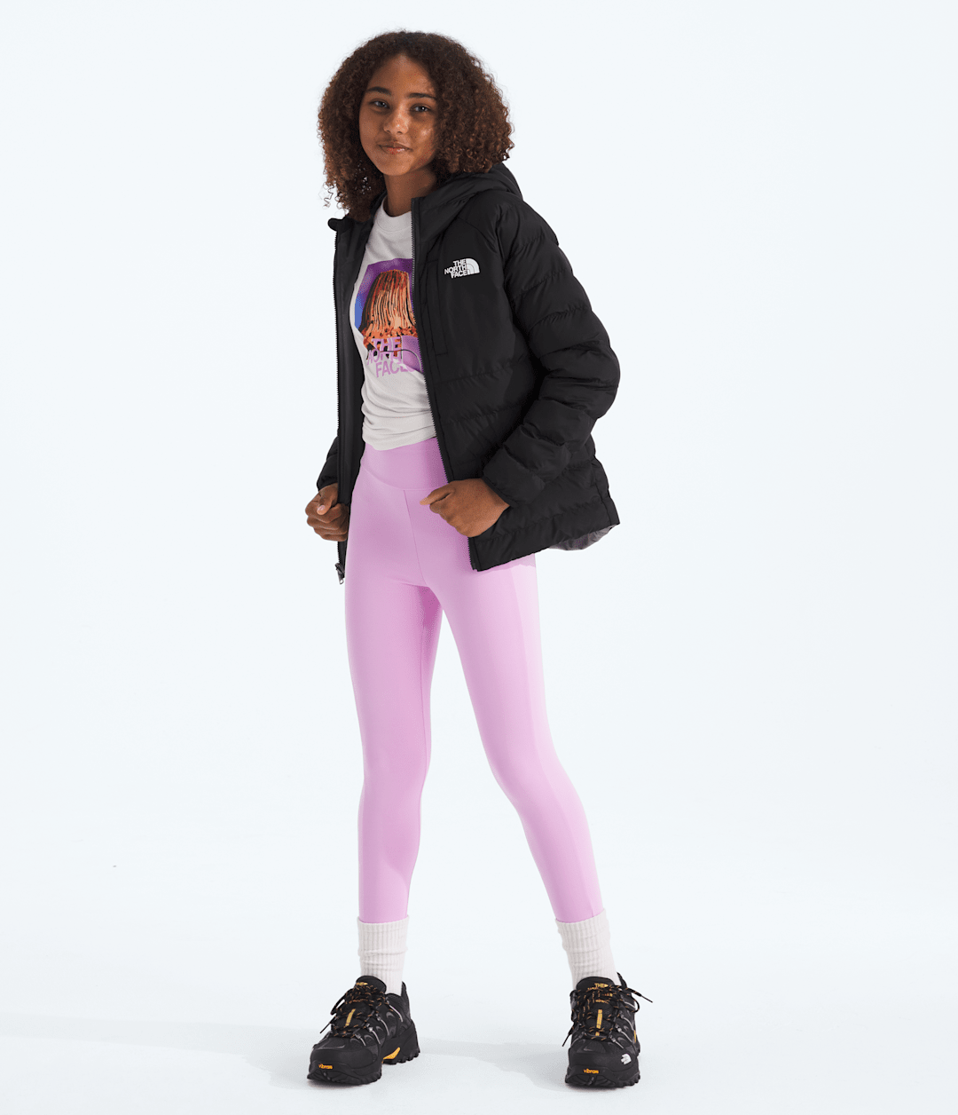 Girls’ Reversible Perrito Hooded Jacket TNF Black/Smoked Pearl