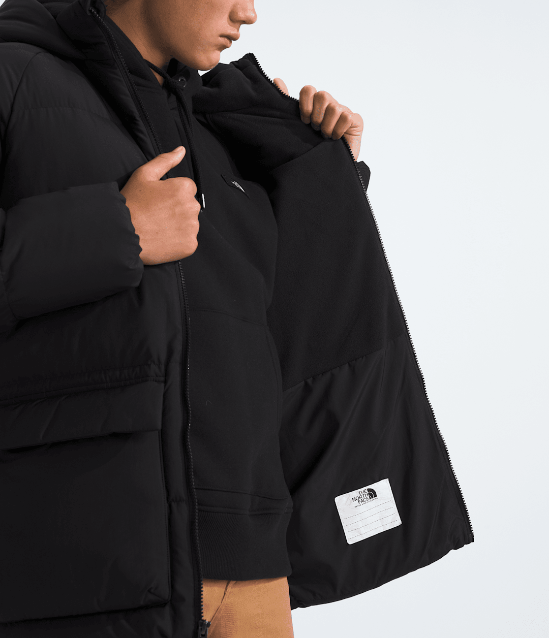 Boys’ & Girls’ North Down Fleece-Lined Short Parka TNF Black