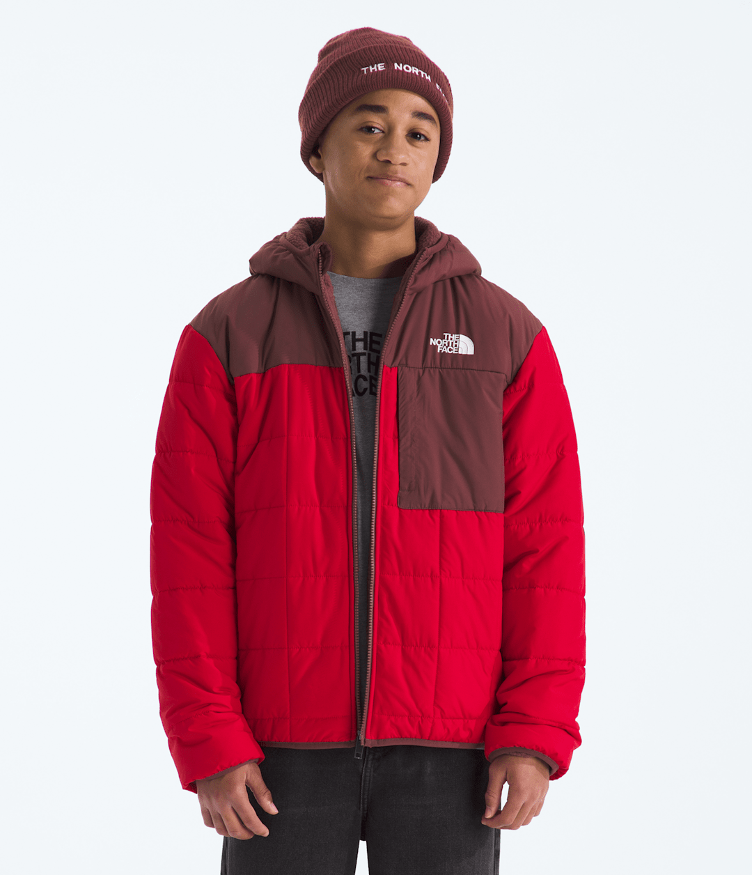 Boys’ Reversible Shasta Full-Zip Hooded Jacket TNF Red/Sumac