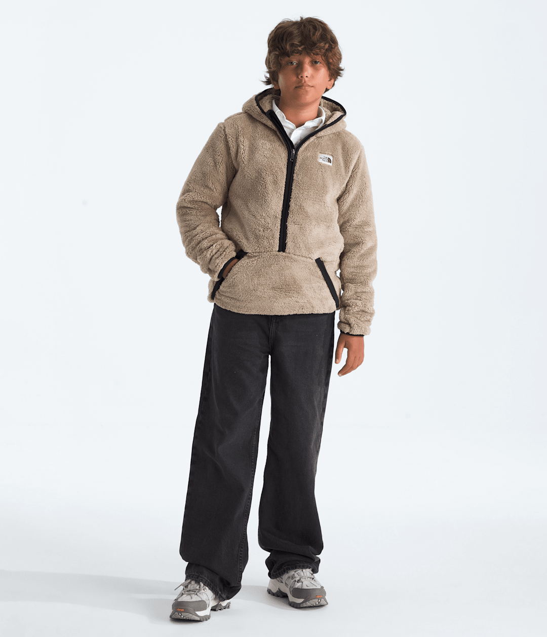 Boys’ Cabin Fleece Hoodie Mushroom Grey/TNF Black