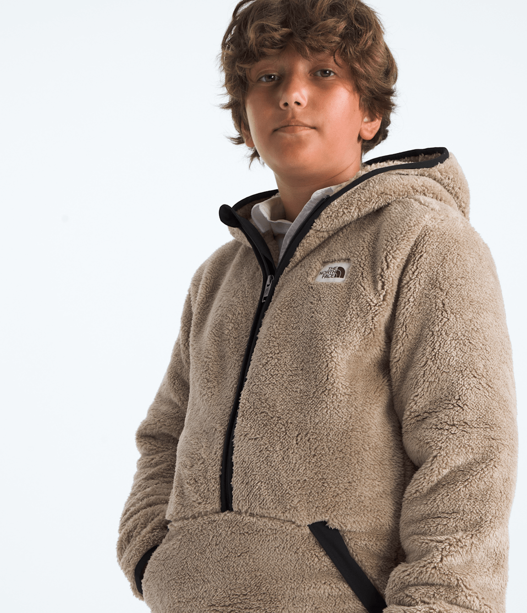 Boys’ Cabin Fleece Hoodie Mushroom Grey/TNF Black