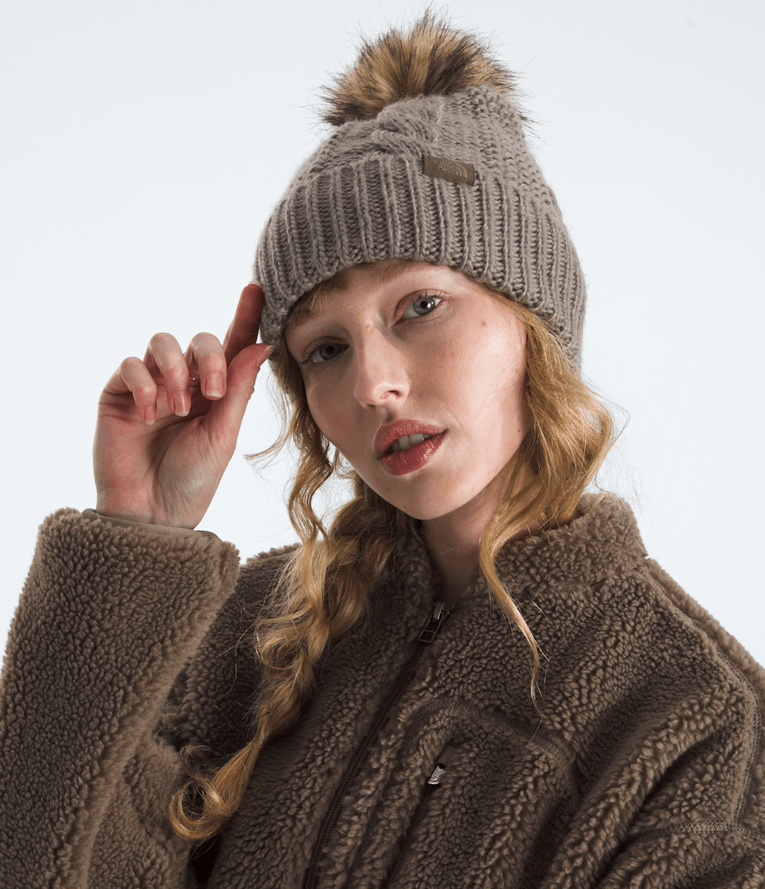 Women’s Oh Mega Fur Pom Beanie Mocha Brown