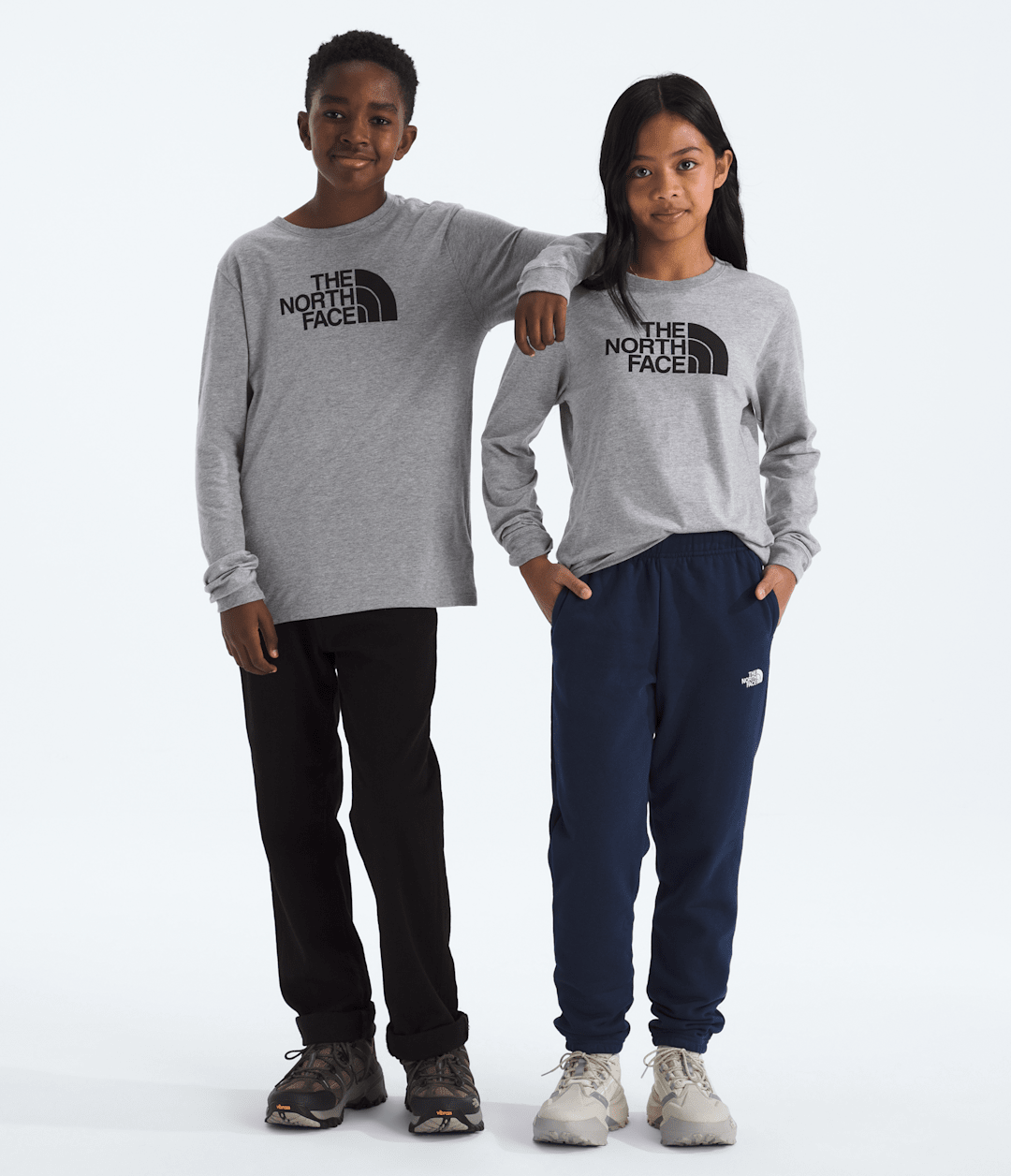 Boys’ & Girls’ Evolution Half Dome Long-Sleeve Tee TNF Pale Grey Heather
