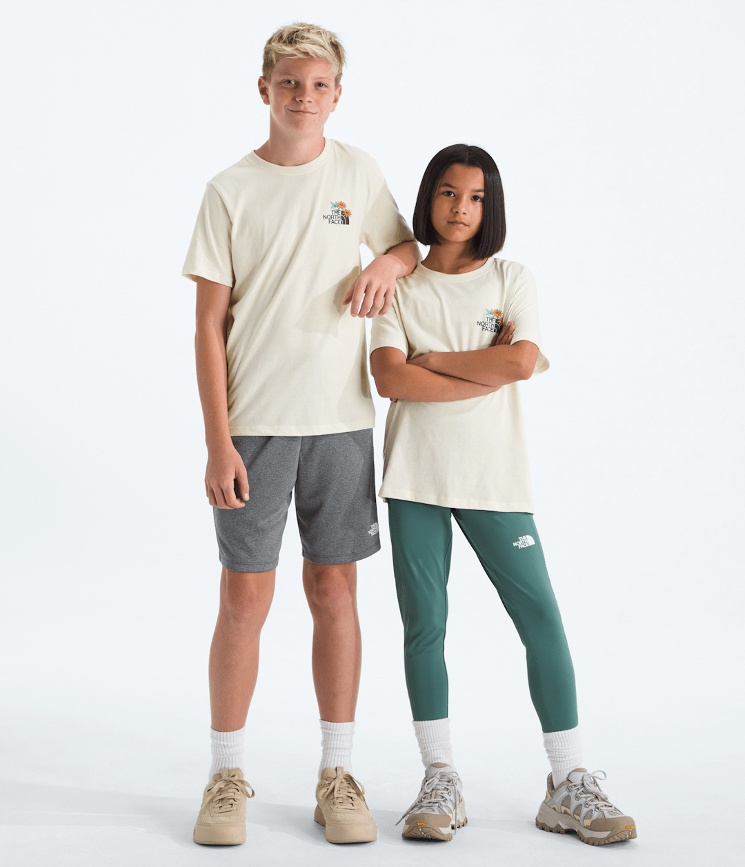 Boys’ & Girls’ Evolution Flora Short-Sleeve Tee—Graphic White Dune
