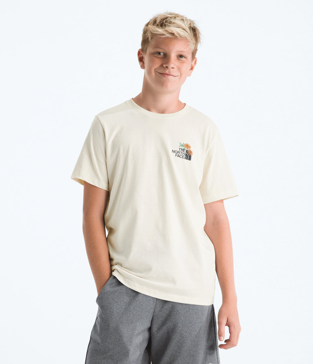 Boys’ & Girls’ Evolution Flora Short-Sleeve Tee—Graphic White Dune