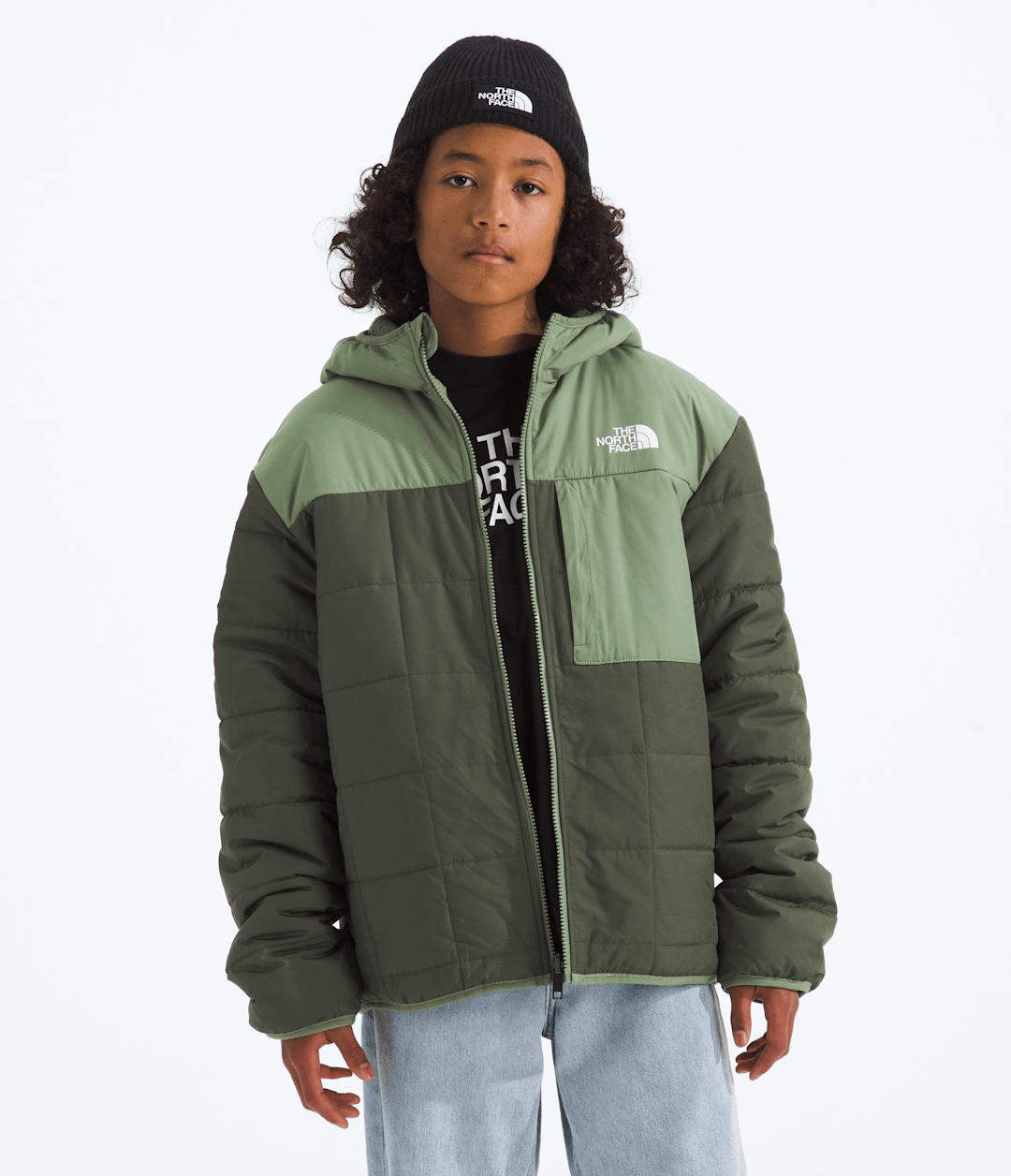 Boys’ Reversible Shasta Full-Zip Hooded Jacket New Taupe Green/Bark Mist