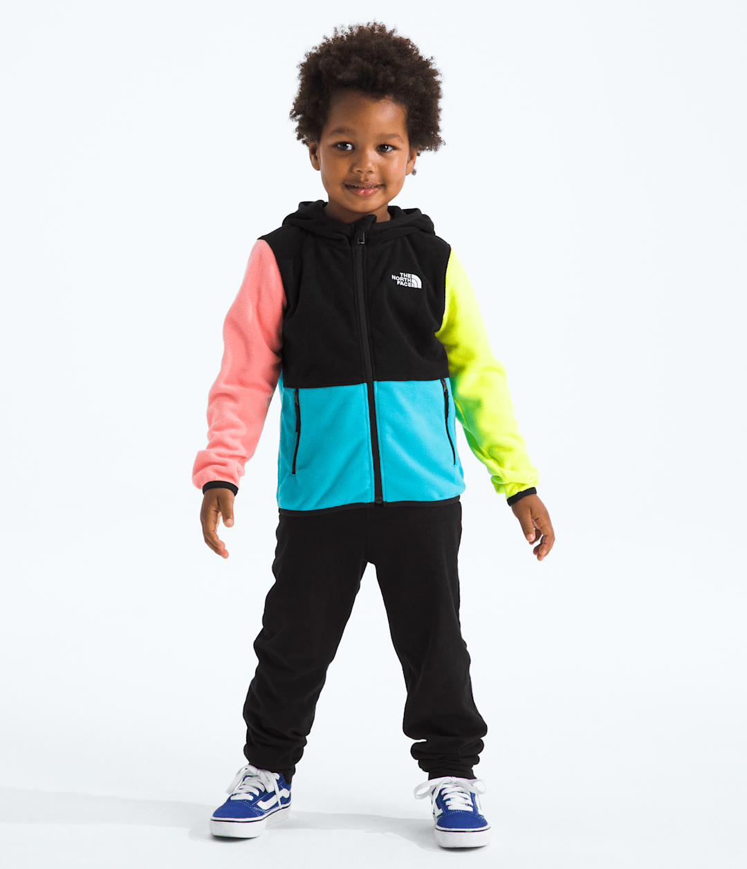 Kids’ Glacier Full-Zip Hoodie Tnf Black-Meridian Blue-Fizz Lime-Coral Crush